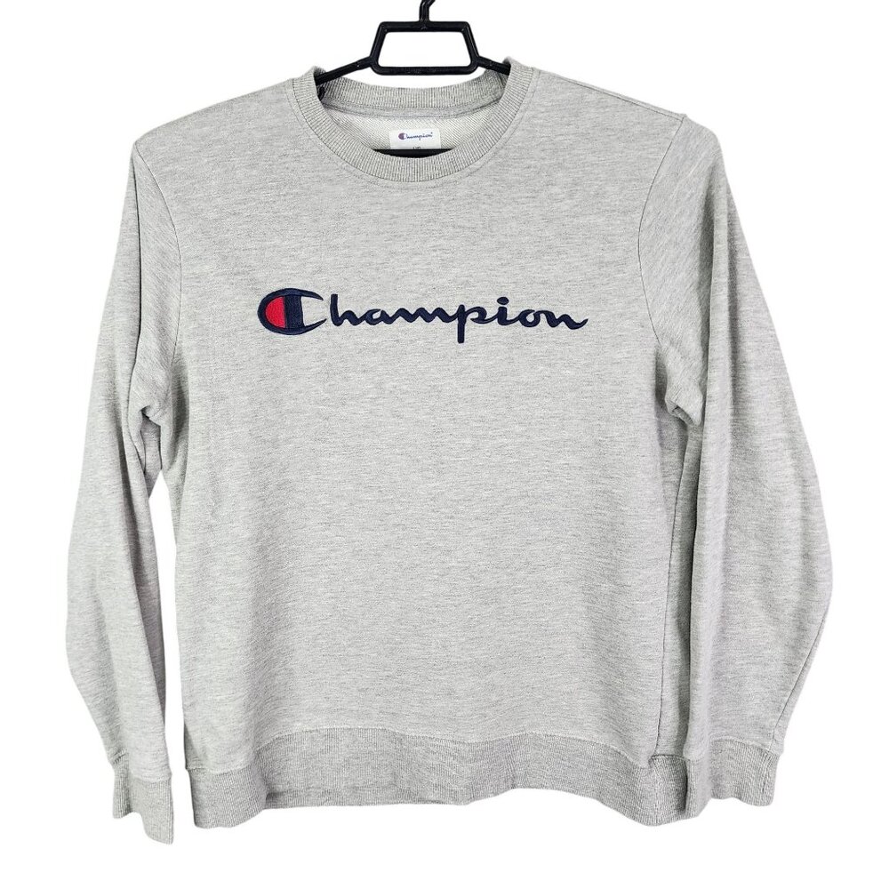Mens Heather Grey Champion Sweatshirt Crewneck Long Sleeve Size L